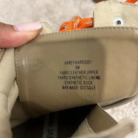 Steve Madden Tan Karey Leather Pointed Toe Lace-up Boots Size 8 - Picture 9 of 10